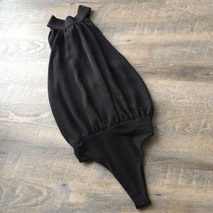 Alice + Olivia black silk onesie bodysuit